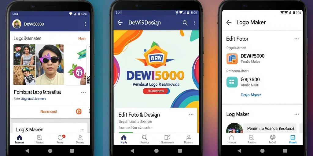 Tampilan antarmuka DEWI5000 dengan berbagai pilihan desain logo.