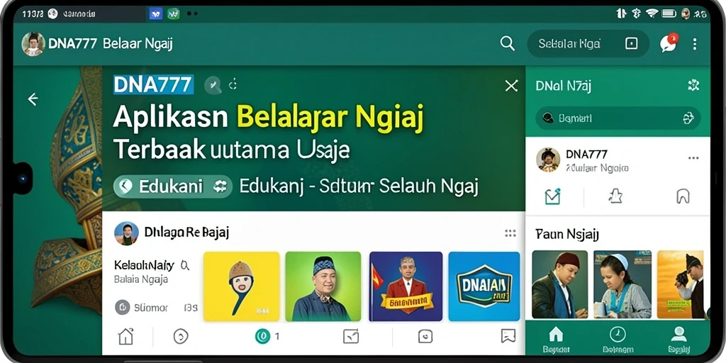 Tampilan antarmuka aplikasi DNA777 untuk belajar ngaji.