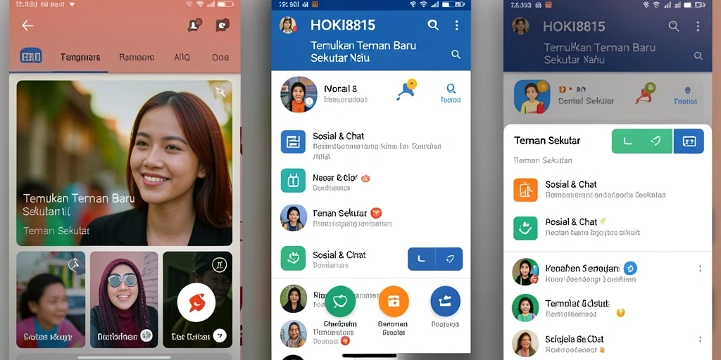 Tampilan antarmuka HOKI8815 yang modern untuk Teman Sekitar.