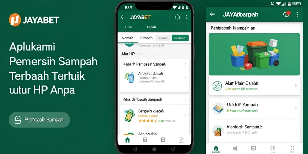 Antarmuka aplikasi JAYABET dengan fitur Pembersih Sampah yang mudah digunakan.