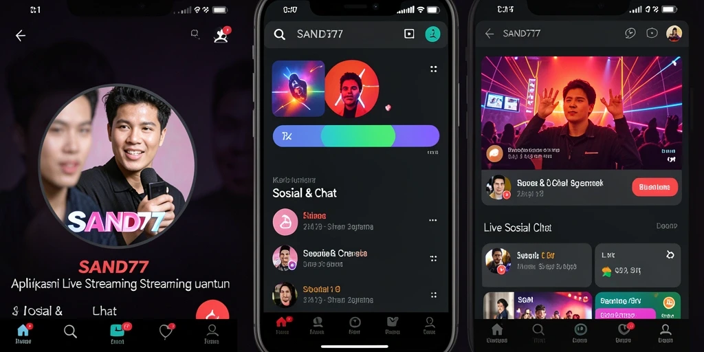 Tampilan antarmuka SAND77 saat melakukan live streaming yang interaktif.
