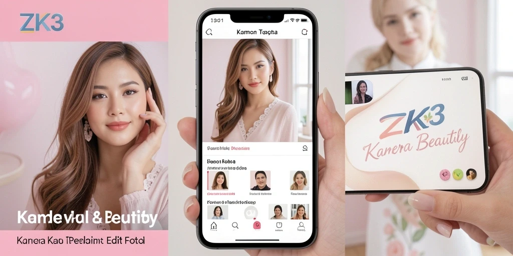 Tampilan antarmuka ZK3 dengan berbagai fitur Kamera Beautify.